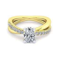 14K White-Yellow Gold Oval Diamond Engagement Ring Surrey Vancouver Canada Langley Burnaby Richmond