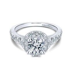 14K White Gold Round Halo Diamond Engagement Ring Surrey Vancouver Canada Langley Burnaby Richmond