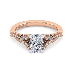 14K White-Rose Gold Oval Diamond Engagement Ring Surrey Vancouver Canada Langley Burnaby Richmond