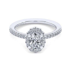 14K White Gold Oval Halo Diamond Engagement Ring Surrey Vancouver Canada Langley Burnaby Richmond