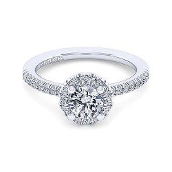 14K White Gold Round Halo Diamond Engagement Ring Surrey Vancouver Canada Langley Burnaby Richmond