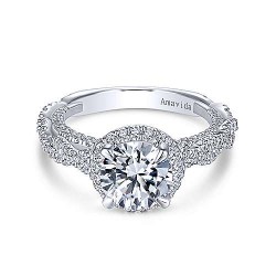 18K White Gold Round Halo Diamond Engagement Ring Surrey Vancouver Canada Langley Burnaby Richmond