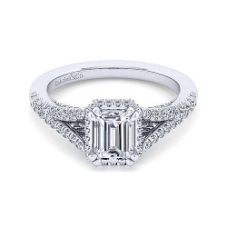 14K White Gold Emerald Cut Diamond Engagement Ring Surrey Vancouver Canada Langley Burnaby Richmond