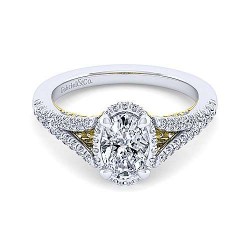 14K White-Yellow Gold Oval Diamond Engagement Ring Surrey Vancouver Canada Langley Burnaby Richmond