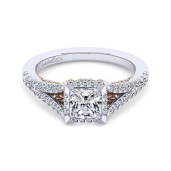 14K White-Rose Gold Princess Cut Diamond Engagement Ring Surrey Vancouver Canada Langley Burnaby Richmond