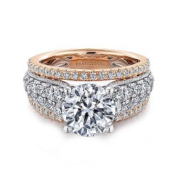 14K White-Rose Gold Round Diamond Engagement Ring Surrey Vancouver Canada Langley Burnaby Richmond
