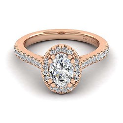 14K Rose Gold Oval Halo Diamond Engagement Ring Surrey Vancouver Canada Langley Burnaby Richmond