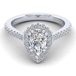 14K White Gold Pear Shape Halo Diamond Engagement Ring Surrey Vancouver Canada Langley Burnaby Richmond