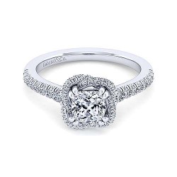 14K White Gold Cushion Halo Diamond Engagement Ring Surrey Vancouver Canada Langley Burnaby Richmond