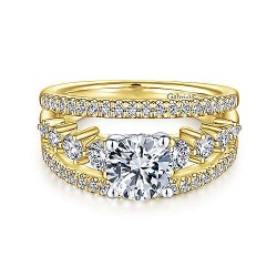 14K White-Yellow Gold Round Diamond Engagement Ring Surrey Vancouver Canada Langley Burnaby Richmond