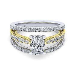 14K White-Yellow Gold Oval Diamond Engagement Ring Surrey Vancouver Canada Langley Burnaby Richmond