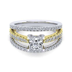 14K White-Yellow Gold Princess Cut Diamond Engagement Ring Surrey Vancouver Canada Langley Burnaby Richmond