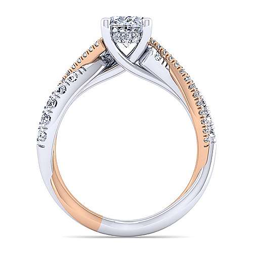 14K WhiteRose Free form 14K White-Rose Gold Oval Diamond Twisted Engagement Ring Surrey Vancouver Canada Langley Burnaby Richmond