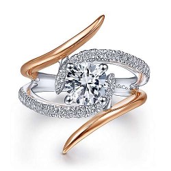 14K White-Rose Gold Round Diamond Engagement Ring Surrey Vancouver Canada Langley Burnaby Richmond