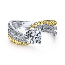 14K White-Yellow Gold Round Diamond Engagement Ring Surrey Vancouver Canada Langley Burnaby Richmond