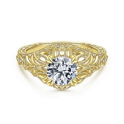 14K Yellow Gold Round Diamond Engagement Ring Surrey Vancouver Canada Langley Burnaby Richmond