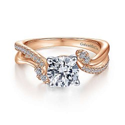 14K White-Rose Gold Round Diamond Engagement Ring Surrey Vancouver Canada Langley Burnaby Richmond