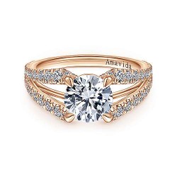 18K Rose Gold Round Diamond Engagement Ring Surrey Vancouver Canada Langley Burnaby Richmond