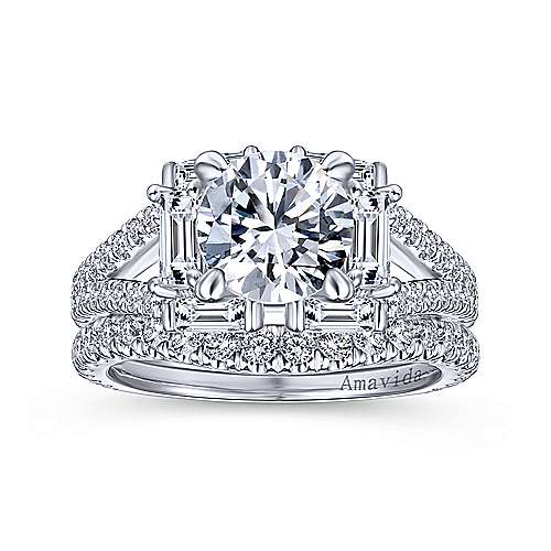 18K White Halo Unique 18K White Gold Art Deco Halo Diamond Engagement Ring Surrey Vancouver Canada Langley Burnaby Richmond