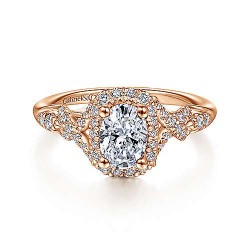 14K Rose Gold Oval Halo Diamond Engagement Ring Surrey Vancouver Canada Langley Burnaby Richmond