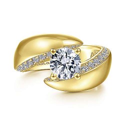 14K Yellow Gold Round Diamond Engagement Ring Surrey Vancouver Canada Langley Burnaby Richmond