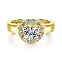 14K Yellow Gold Round Halo Diamond Engagement Ring Surrey Vancouver Canada Langley Burnaby Richmond