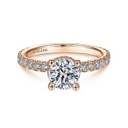 14K Rose Gold Hidden Halo Round Diamond Engagement Ring Surrey Vancouver Canada Langley Burnaby Richmond