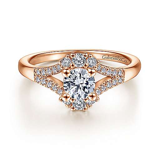 14K Rose Split shank 14K Rose Gold Round Diamond Engagement Ring Surrey Vancouver Canada Langley Burnaby Richmond