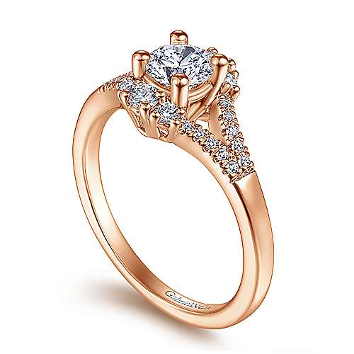 14K Rose Split shank 14K Rose Gold Round Diamond Engagement Ring Surrey Vancouver Canada Langley Burnaby Richmond