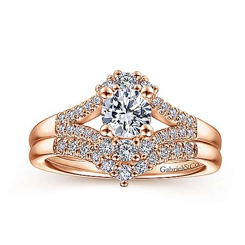 14K Rose Split shank 14K Rose Gold Round Diamond Engagement Ring Surrey Vancouver Canada Langley Burnaby Richmond