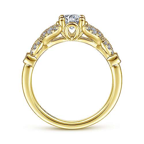 14K Yellow Split shank Vintage Inspired 14K Yellow Gold Split Shank Round Diamond Engagement Ring Surrey Vancouver Canada Langley Burnaby Richmond