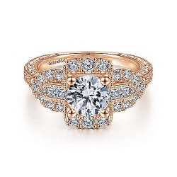 14K Rose Gold Round Diamond Engagement Ring Surrey Vancouver Canada Langley Burnaby Richmond