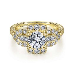 14K Yellow Gold Round Diamond Engagement Ring Surrey Vancouver Canada Langley Burnaby Richmond