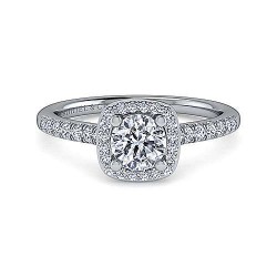 14K White Gold Round Halo Diamond Engagement Ring Surrey Vancouver Canada Langley Burnaby Richmond