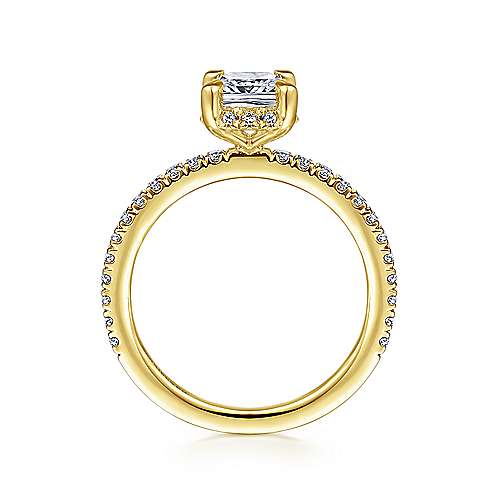 14K Yellow Halo 14K Yellow Gold Hidden Halo Cushion Cut Diamond Engagement Ring Surrey Vancouver Canada Langley Burnaby Richmond