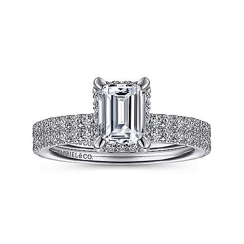 14K White Halo 14K White Gold Hidden Halo Emerald Cut Diamond Engagement Ring Surrey Vancouver Canada Langley Burnaby Richmond