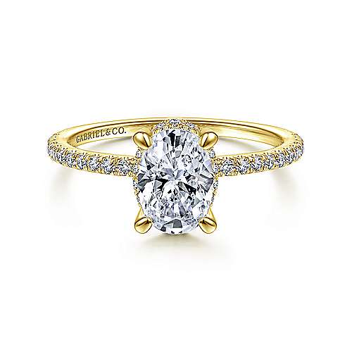 14K Yellow Halo 14K Yellow Gold Hidden Halo Oval Diamond Engagement Ring Surrey Vancouver Canada Langley Burnaby Richmond