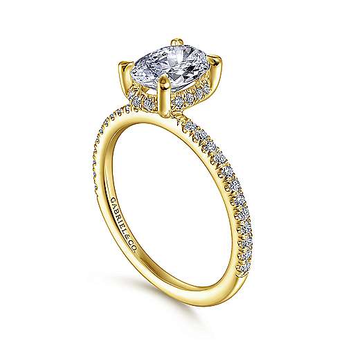 14K Yellow Halo 14K Yellow Gold Hidden Halo Oval Diamond Engagement Ring Surrey Vancouver Canada Langley Burnaby Richmond