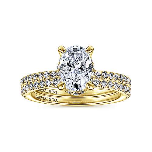 14K Yellow Halo 14K Yellow Gold Hidden Halo Oval Diamond Engagement Ring Surrey Vancouver Canada Langley Burnaby Richmond