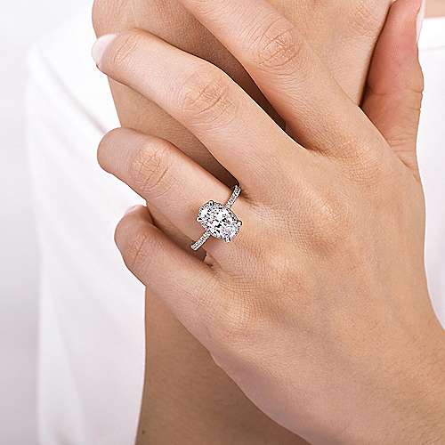 14K White Halo 14K White Gold Hidden Halo Oval Diamond Engagement Ring Surrey Vancouver Canada Langley Burnaby Richmond