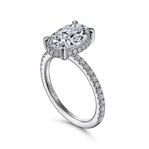 14K White Halo 14K White Gold Hidden Halo Oval Diamond Engagement Ring Surrey Vancouver Canada Langley Burnaby Richmond