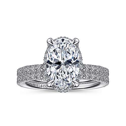 14K White Halo 14K White Gold Hidden Halo Oval Diamond Engagement Ring Surrey Vancouver Canada Langley Burnaby Richmond