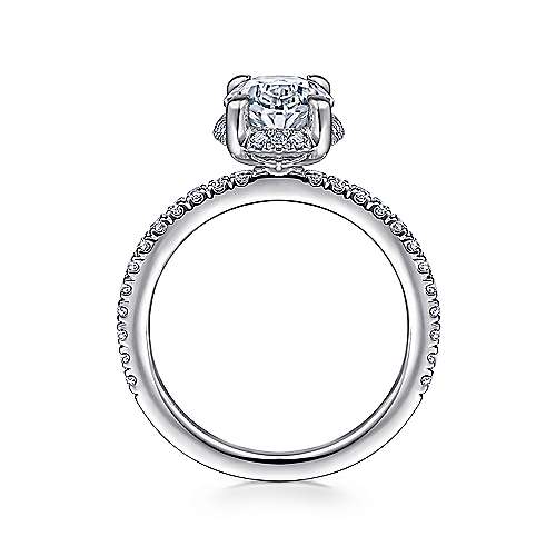 14K White Halo 14K White Gold Hidden Halo Oval Diamond Engagement Ring Surrey Vancouver Canada Langley Burnaby Richmond