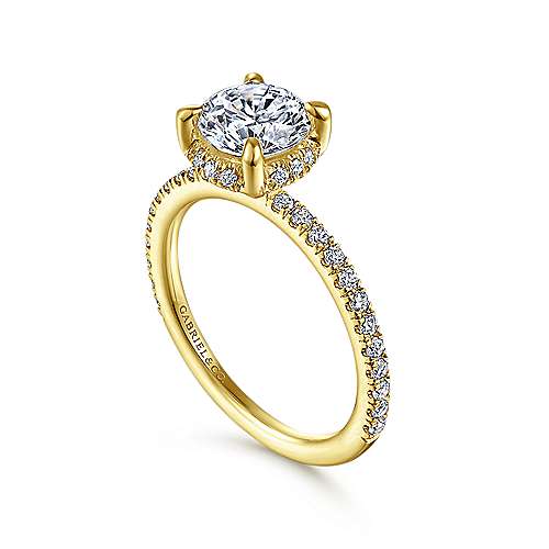 14K Yellow Halo 14K Yellow Gold Hidden Halo Round Diamond Engagement Ring Surrey Vancouver Canada Langley Burnaby Richmond