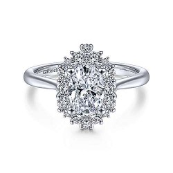 14K White Gold Oval Halo Diamond Engagement Ring Surrey Vancouver Canada Langley Burnaby Richmond