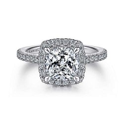 14K White Gold Cushion Halo Diamond Engagement Ring Surrey Vancouver Canada Langley Burnaby Richmond