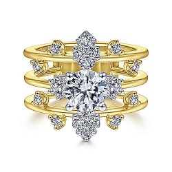 14K White-Yellow Gold Round Diamond Engagement Ring Surrey Vancouver Canada Langley Burnaby Richmond