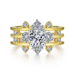 14K White-Yellow Gold Round Diamond Engagement Ring Surrey Vancouver Canada Langley Burnaby Richmond