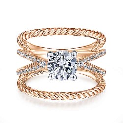 14K White-Rose Gold Round Diamond Engagement Ring Surrey Vancouver Canada Langley Burnaby Richmond