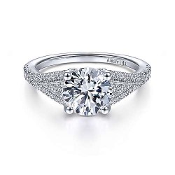 18K White Gold Round Split Shank Diamond Engagement Ring Surrey Vancouver Canada Langley Burnaby Richmond